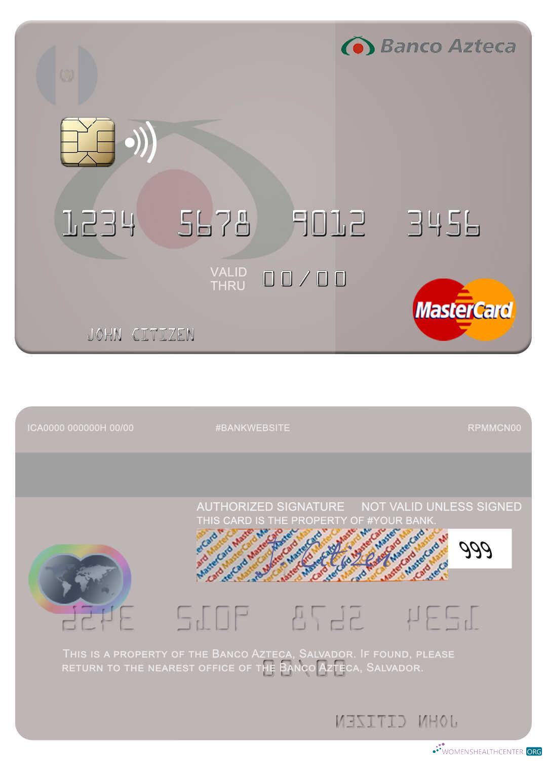 Download Salvador Banco Azteca mastercard Photoshop template